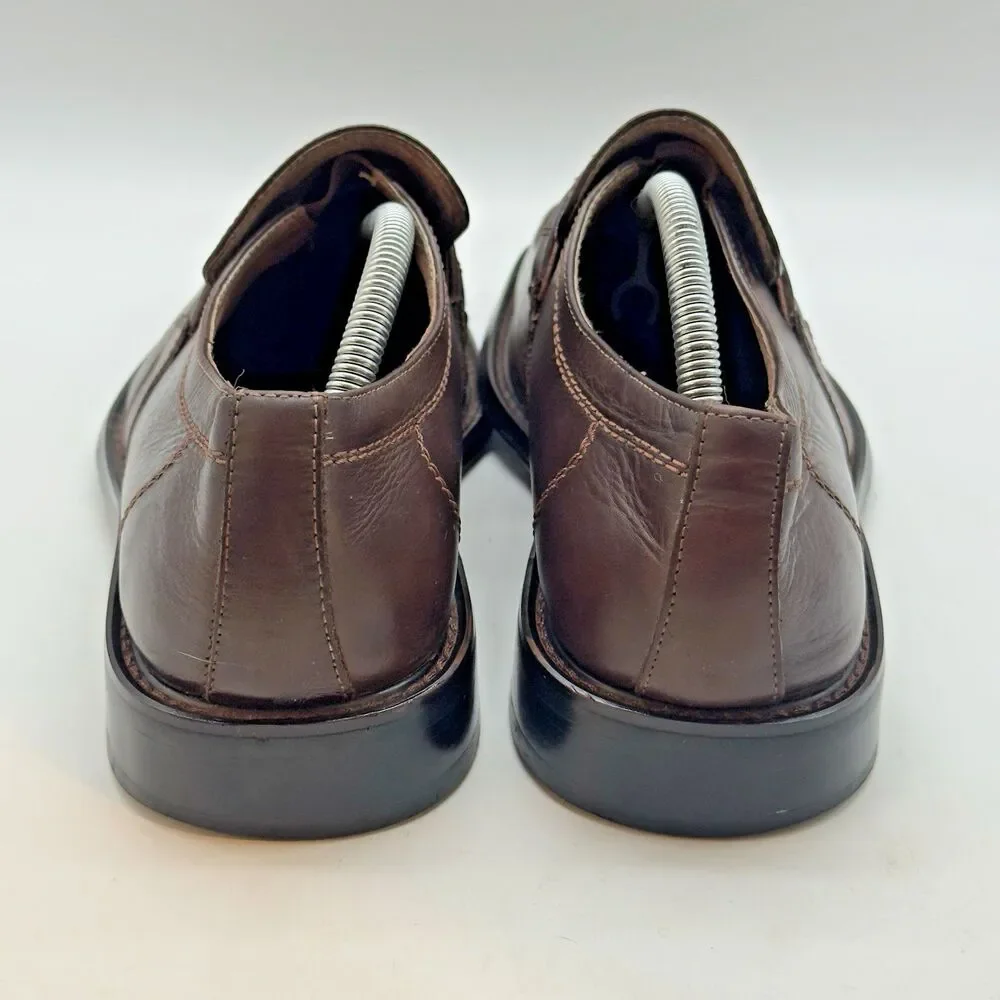 Fratelli Select Quality Leather Loafers Men's 9M Brown Square Toe Dress Shoes